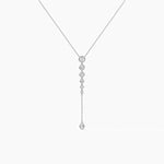14K Natural Diamond Round Cut Lariat Necklace