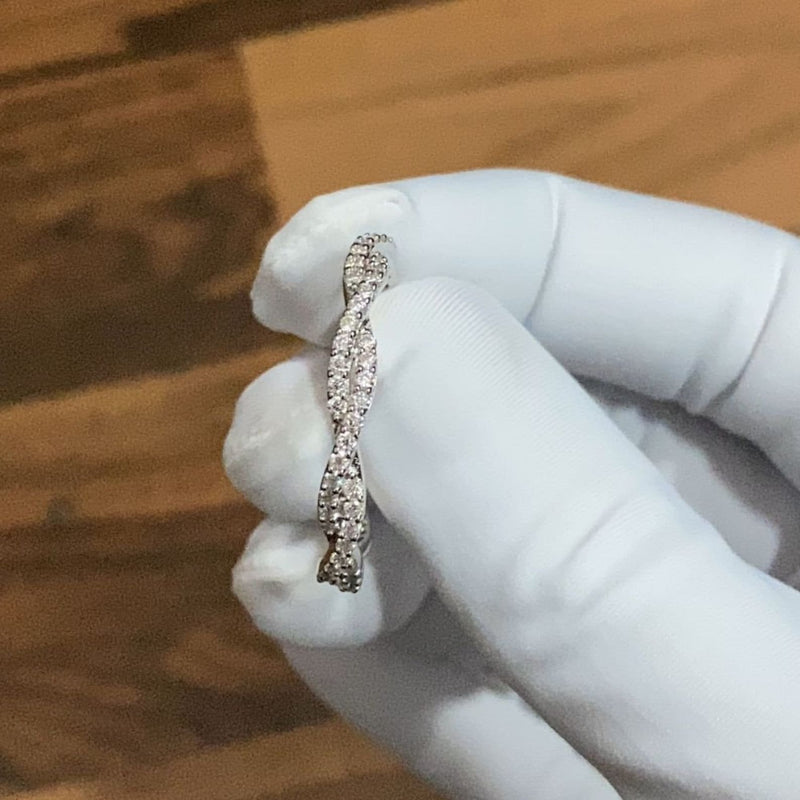 14K 1.1ct Natural Diamond Round Cut Twisted Eternity Band