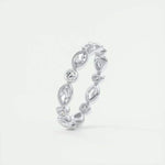 18K Solid Gold Lab Grown Diamond Marquise & Round Cut Bezel Set Eternity Band - Alternate Angle | Riyanika Jewels