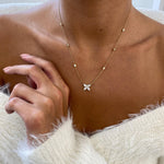 14K Natural Diamond Round Cut Pendant Necklace
