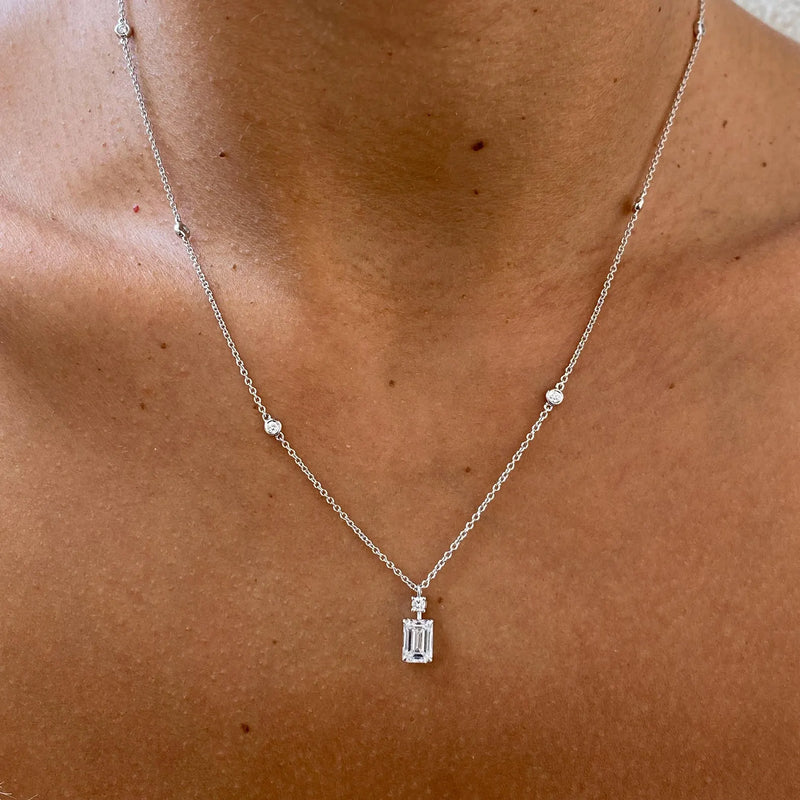 14K Emerald Round Cut Pendant Necklace