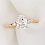 1.2ct Lab Grown Diamond Oval Cut Three Stone Engagement Ring in 14K Solid Gold | Riyanika