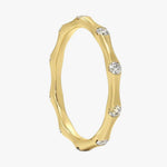 18K Solid Gold Lab Grown Diamond Flush Set Bamboo Eternity Ring - Detail | Riyanika Jewels