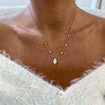 18K Solid Gold Round & Marquise Lab Grown Diamond Cluster Pendant Necklace - Alternate Angle | Riyanika Jewels