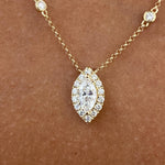 18K Solid Gold Marquise Lab Grown Diamond Round  Cluster Pendant Necklace - View 7 | Riyanika Jewels