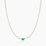 18k Solid Gold Flexible Emerald Natural Diamond Tennis Choker Necklace