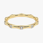 18K Solid Gold Natural Diamond Flush Set Bamboo Eternity Ring