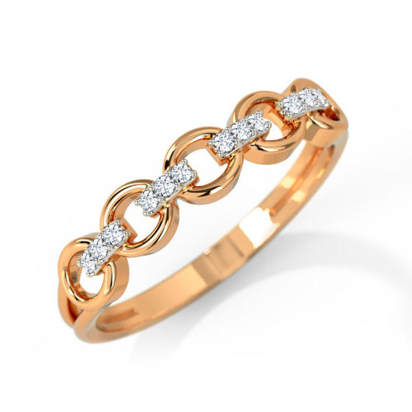 18K Solid Gold 0.18 CT Natural Diamond Chain Link Engagement Ring - Side View | Riyanika Jewels