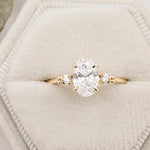 1.2ct Lab Grown Diamond Oval Cut Three Stone Engagement Ring in 14K Solid Gold | Riyanika