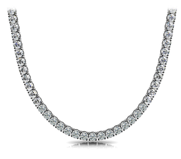 14K Solid Gold Natural Diamond Tennis Necklace