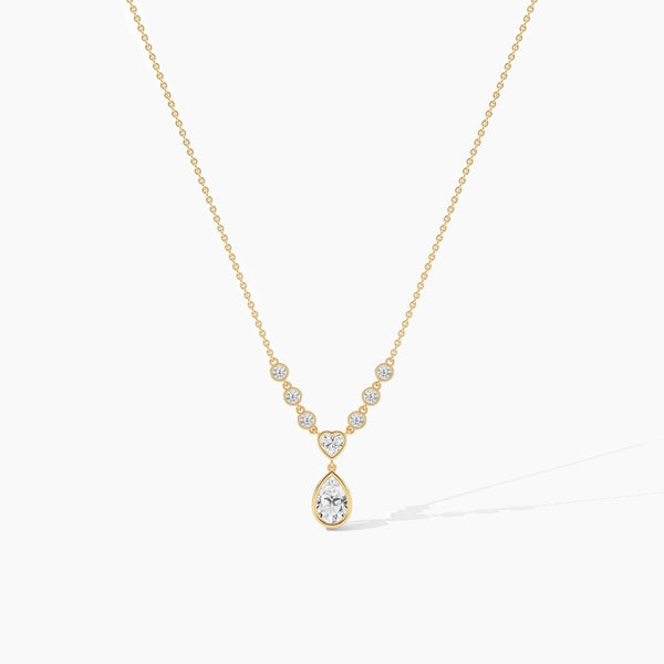 18k Solid Gold Natural Diamond Drop Necklaces | Minimalist Gift For Christmas