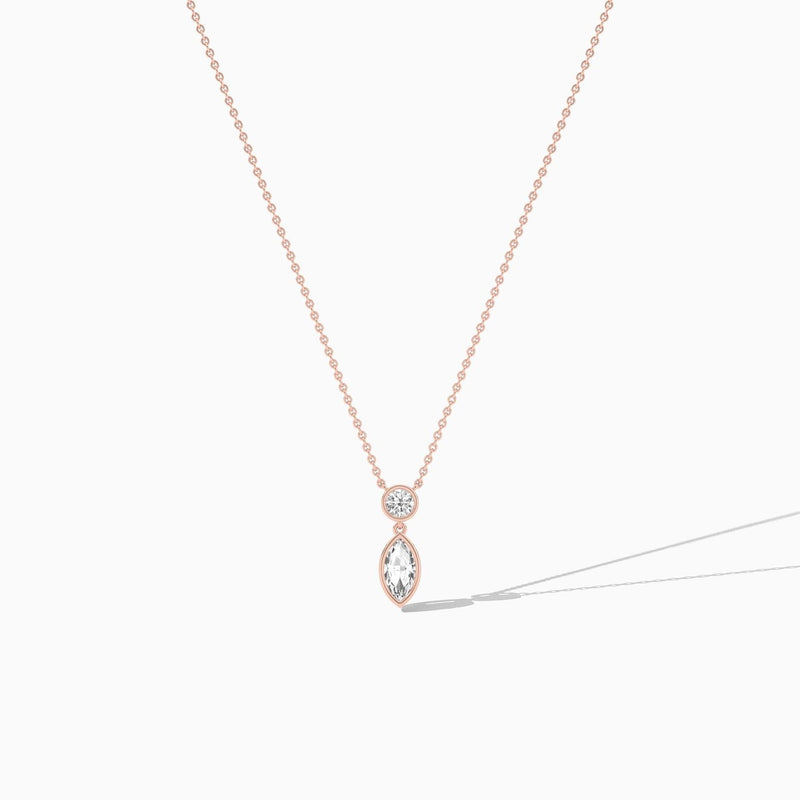 14K Natural Diamond Marquise Cut Necklace