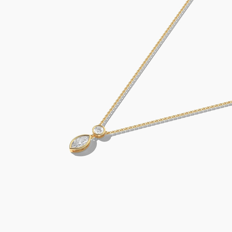 14K Natural Diamond Marquise Cut Necklace