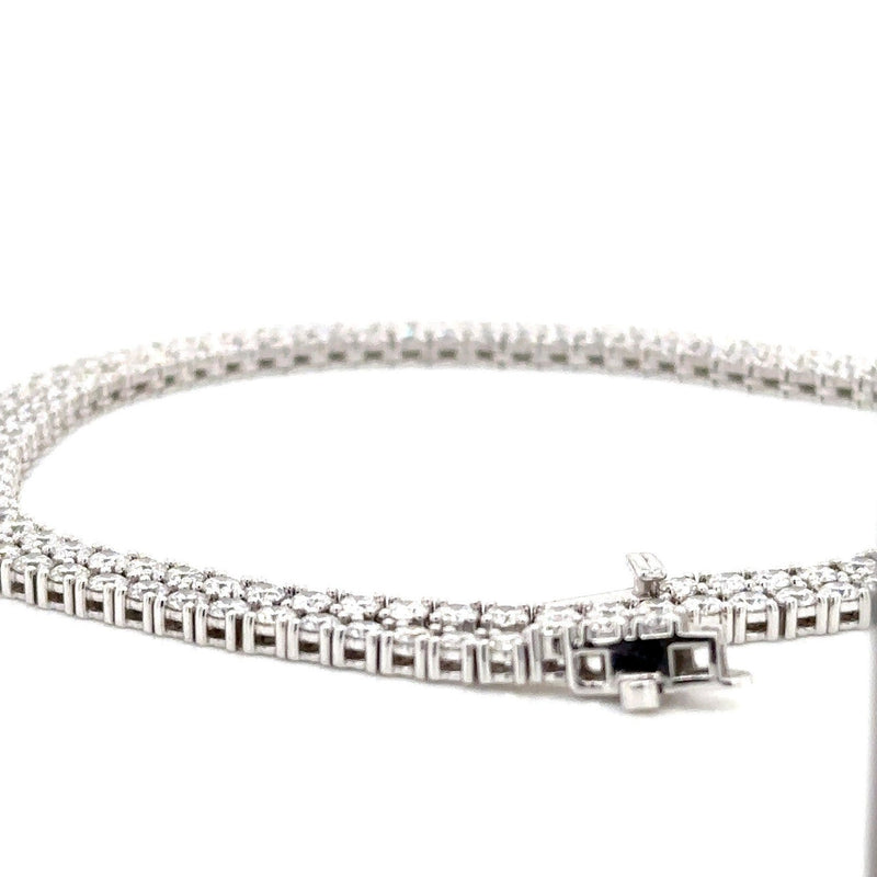 18K Solid Gold 5.00 CTW Natural Diamond Tennis Necklace - Close Up | Riyanika Jewels