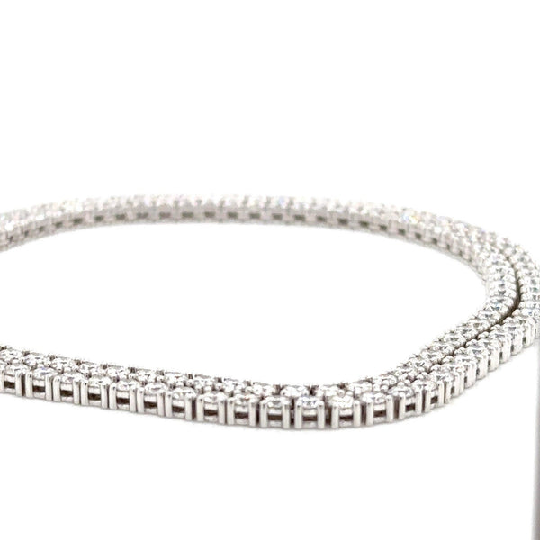 18K Solid Gold 5.00 CTW Natural Diamond Tennis Necklace - Side View | Riyanika Jewels