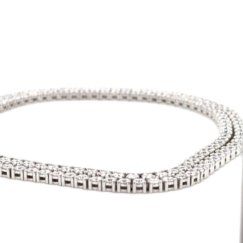 18K Solid Gold 5.00 CTW Natural Diamond Tennis Necklace - Side View | Riyanika Jewels