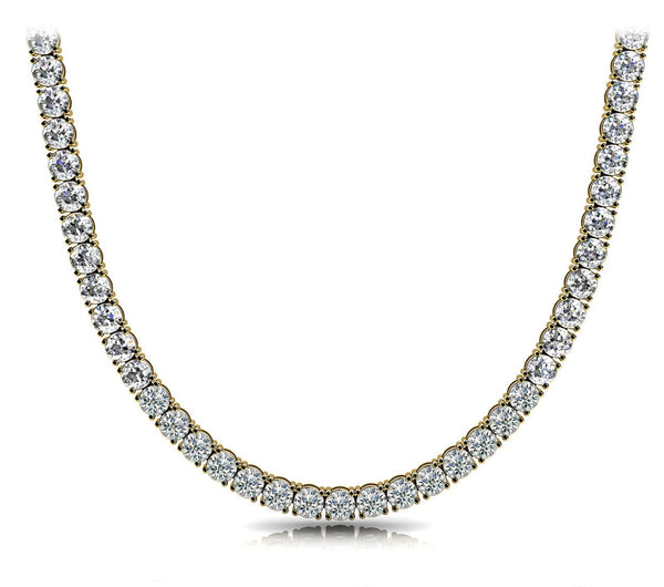14K Solid Gold Natural Diamond Tennis Necklace