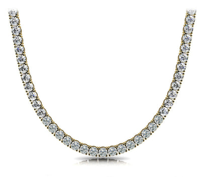 18K Solid Gold Natural Diamond Tennis Necklace