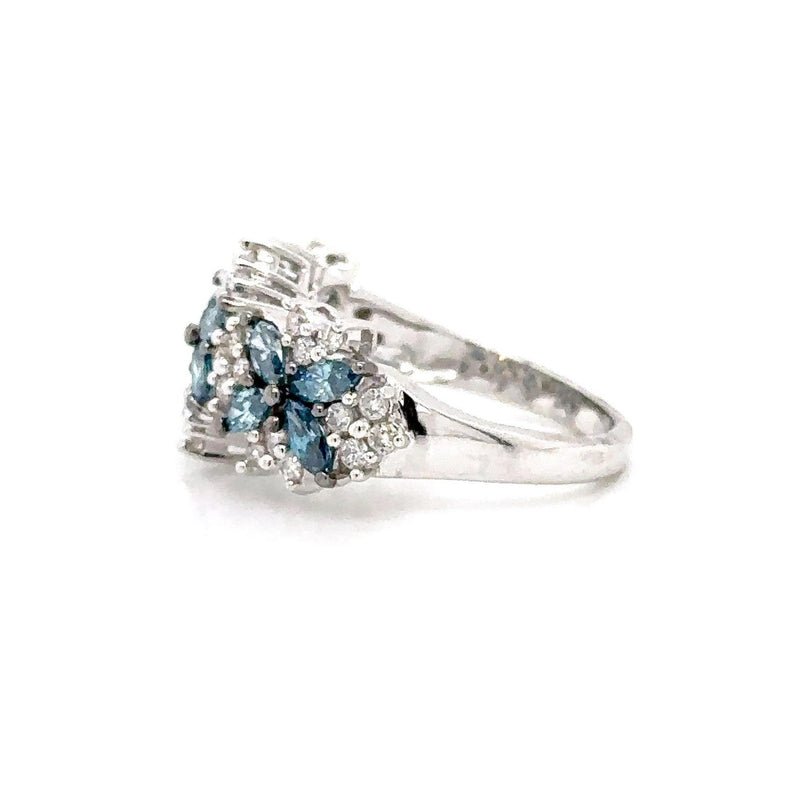 18K Solid Gold 2.00 CTW Lab Grown Diamond Floral Cluster Ring - Side View | Riyanika Jewels