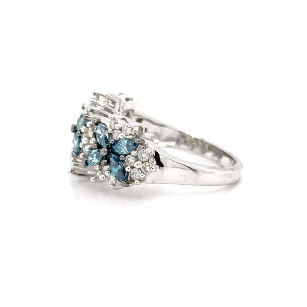 18K Solid Gold 2.00 CTW Natural Diamond Floral Cluster Ring - Side View | Riyanika Jewels