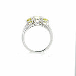 18K White Gold 1.50 CTW Three-Stone Lab Grown Diamond Ring - Side View | Riyanika Jewels