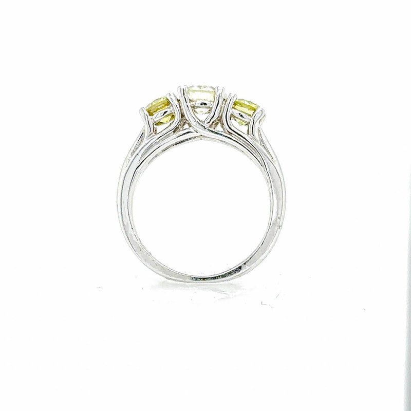 18K White Gold 1.50 CTW Three-Stone Lab Grown Diamond Ring - Side View | Riyanika Jewels