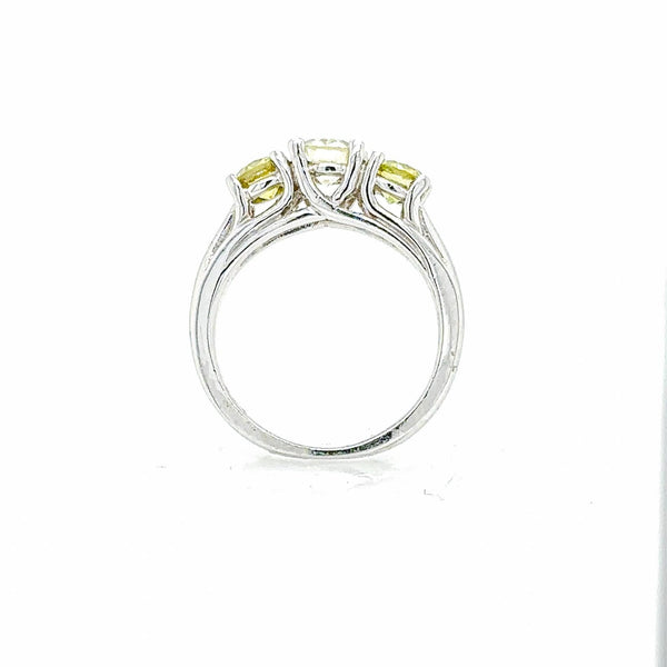 18K White Gold 1.50 CTW Three-Stone Natural Diamond Ring - Side View | Riyanika Jewels