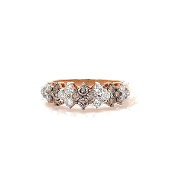 18K Rose Gold 0.87 CTW Natural Brown & White Diamond Wedding Band - Side View | Riyanika Jewels