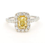 1.7ct Fancy Yellow Diamond Radiant Cut Cocktail Ring in 18K Solid Gold | Riyanika