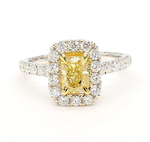 1.7ct Fancy Yellow Diamond Radiant Cut Cocktail Ring in 18K Solid Gold | Riyanika