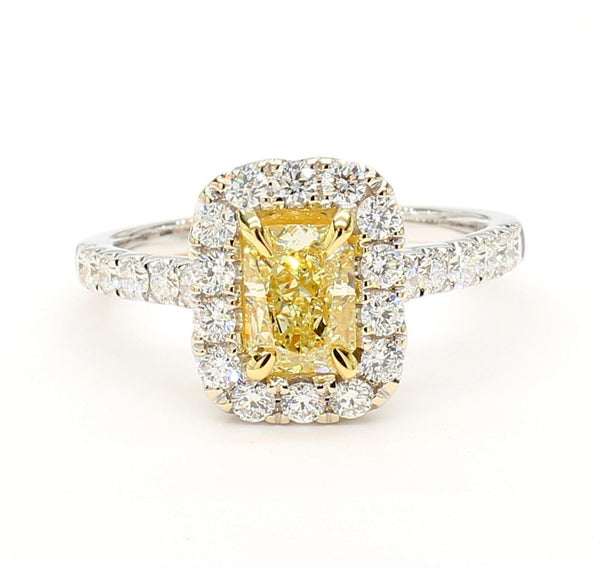 1.7ct Fancy Yellow Diamond Radiant Cut Cocktail Ring in 18K Solid Gold | Riyanika