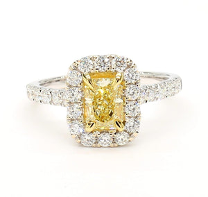 14K 1.7ct Lab Grown Yellow Diamond Radiant Cut Cocktail Ring