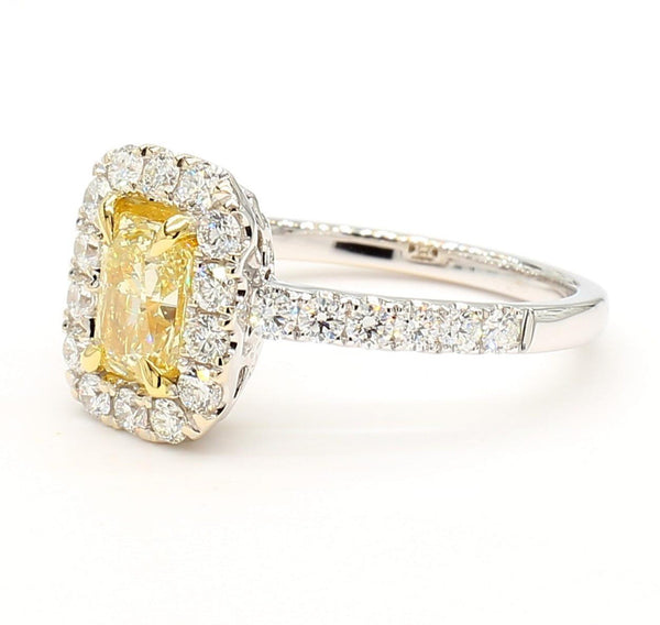1.7ct Fancy Yellow Diamond Radiant Cut Cocktail Ring in 18K Solid Gold | Riyanika