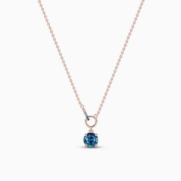14K 1ct Sapphire Round Cut Necklace