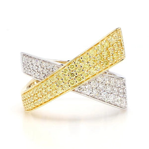 14K 1.04ct Lab Grown Yellow Diamond Round Cut Cocktail Ring