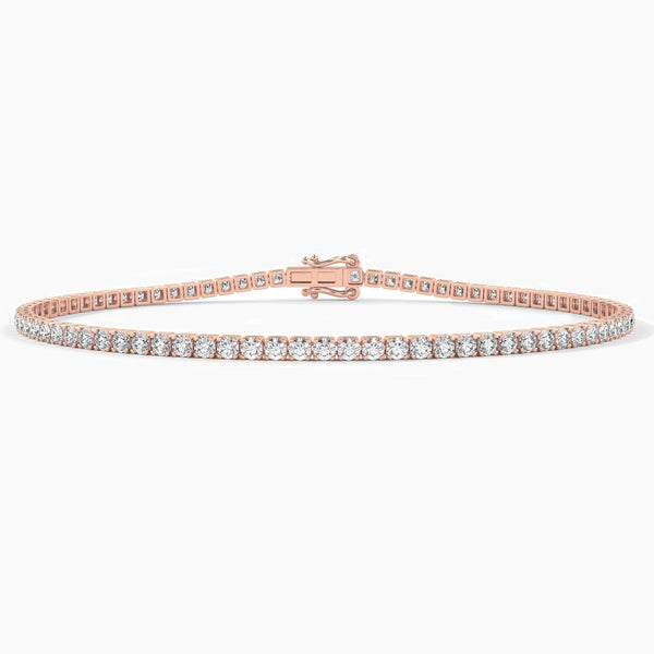 14K Solid Gold Natural Diamond Tennis Bracelet – 2.00mm Dainty & Stackable for Women