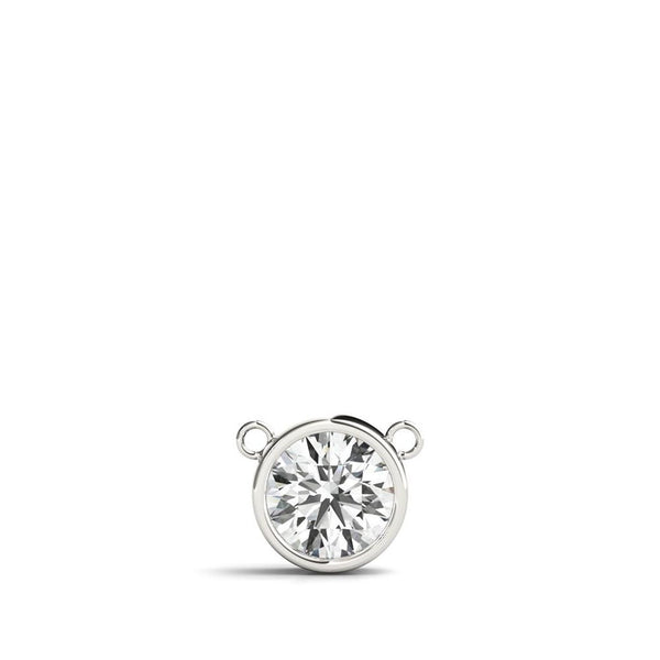 18K Solid Gold 1.00 CTW Natural Diamond Bezel-Set Solitaire Pendant - Side View | Riyanika Jewels