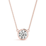 18K Solid Gold 1.00 CTW Natural Diamond Bezel-Set Solitaire Pendant - Close Up | Riyanika Jewels