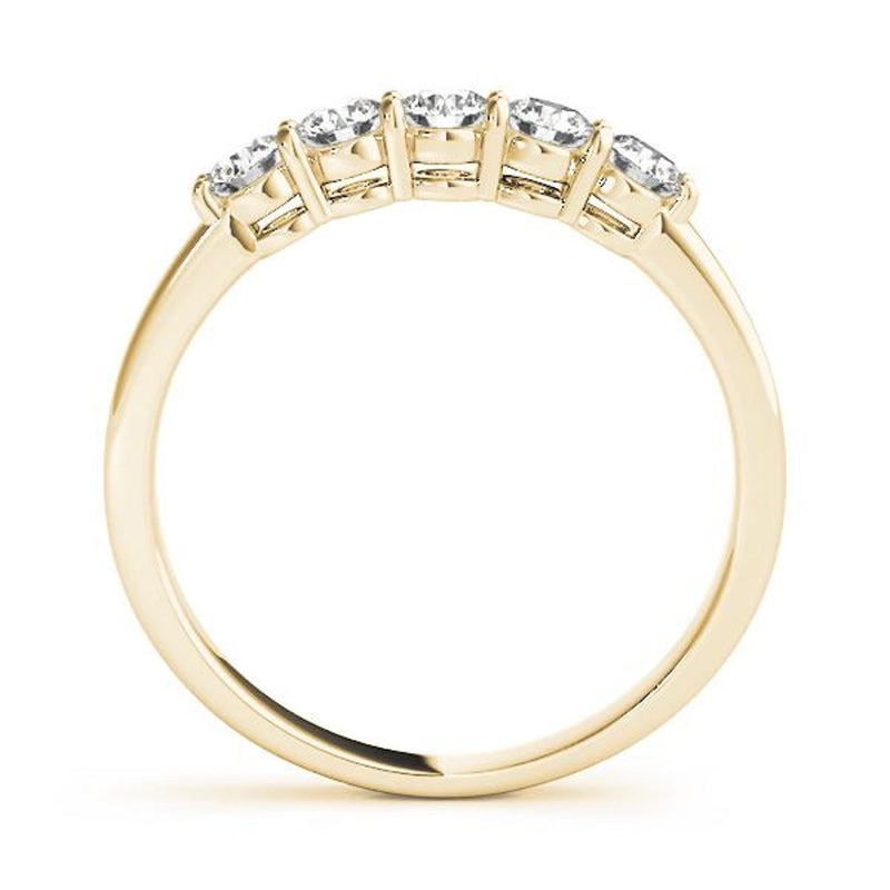 18K Solid Gold 1.00 CTW Five-Stone Lab Grown Diamond Eternity Ring - Close Up | Riyanika Jewels