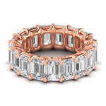 18K Solid Gold 2ct Emerald Cut Natural Diamond Eternity Band – Wedding Ring - Detail