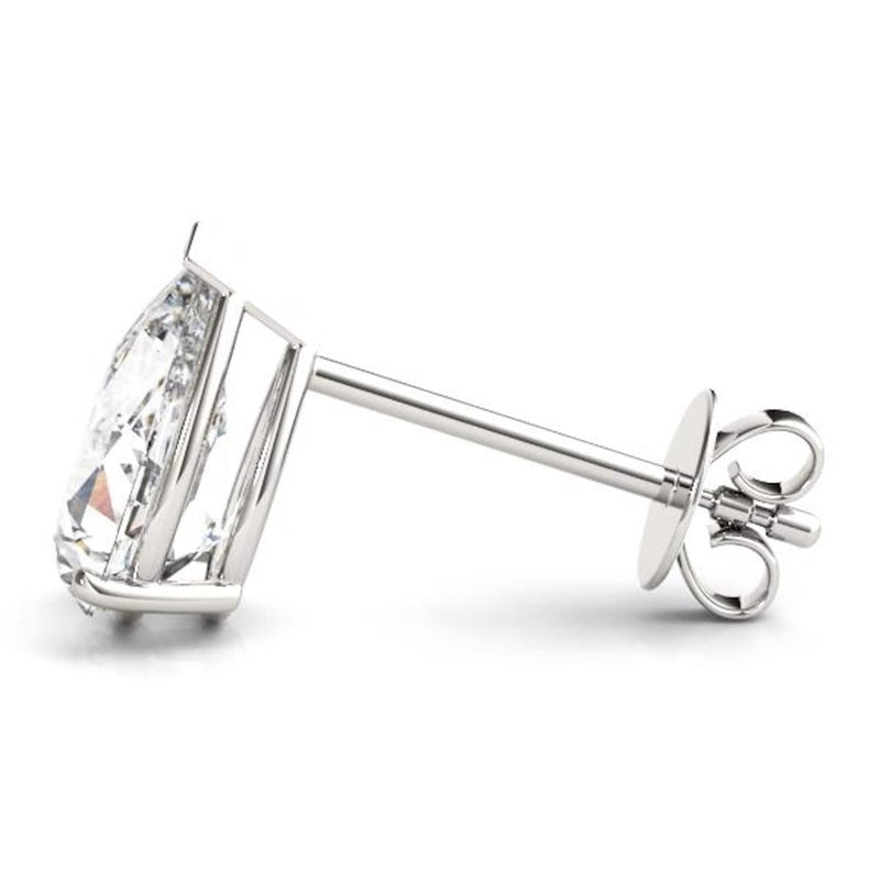 18K Solid Gold 1.50 CTW Natural Diamond Pear Cut Stud Earrings - View 6 | Riyanika Jewels