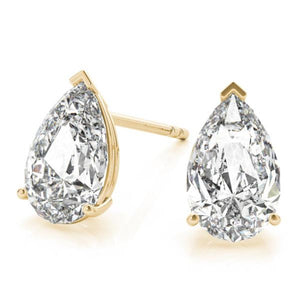 18K Solid Gold 1.50 CTW Natural Diamond Pear Cut Stud Earrings