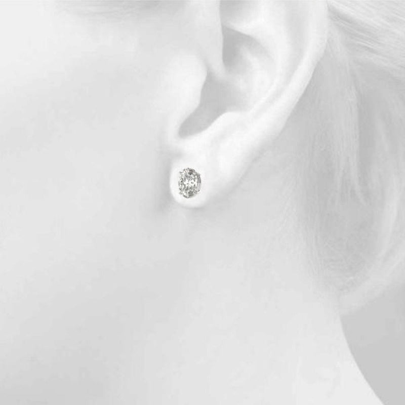 14K 1ct Lab Grown Diamond Oval Cut Stud Earrings
