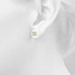 18K Solid Gold Princess-Cut Natural Diamond Stud Earrings - Close Up | Riyanika Jewels