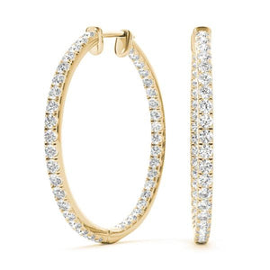 8K Solid Gold 0.60 CTW Natural Diamond Inside-Out Hoop Earrings | Pavé Set