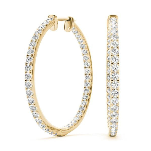 14K 0.6ct Natural Diamond Pave Hoop Earrings