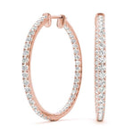8K Solid Gold 0.60 CTW Lab Grown Diamond Inside-Out Hoop Earrings |  Pavé Set - Alternate Angle | Riyanika Jewels