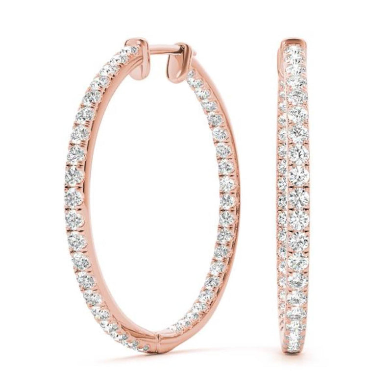 8K Solid Gold 0.60 CTW Natural Diamond Inside-Out Hoop Earrings |  Pavé Set - Alternate Angle