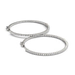 18K Solid Gold 1.50 CTW Natural Diamond Inside-Out Hoop Earrings (27MM) - Side View