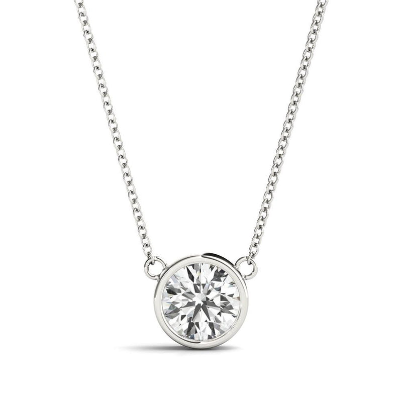 18K Solid Gold 1.00 CTW Lab Grown Diamond Bezel-Set Solitaire Pendant - View 6 | Riyanika Jewels
